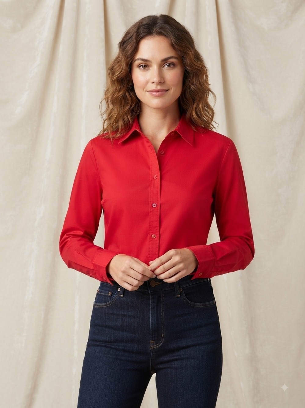 Take 50% OFF-Time and Tru Red Button-Down Shirt - Classic Long Sleeve, Size-XL